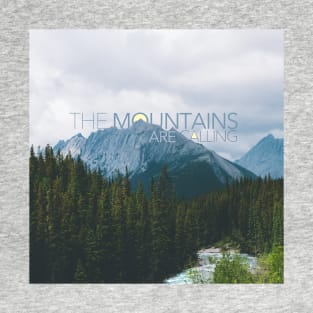 The Mountains Are Calling Typography Design T-Shirt